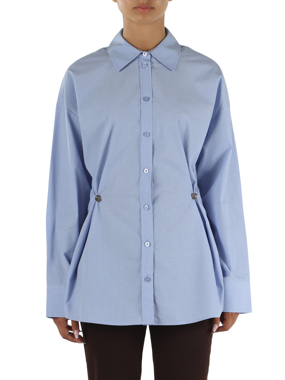 AZZURRO | Camicia in cotone con dettagli gioiello