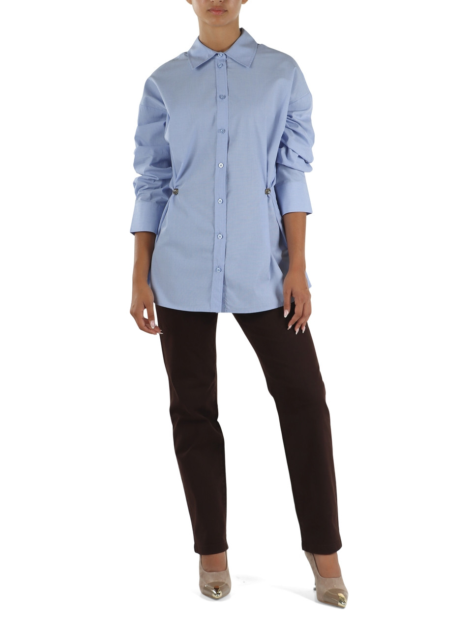 AZZURRO | Camicia in cotone con dettagli gioiello
