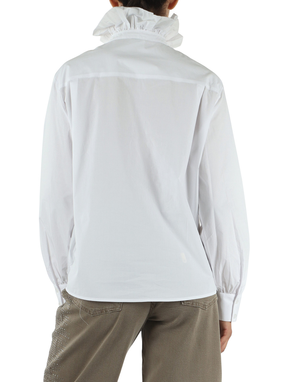 BIANCO | Blusa in cotone con rouches