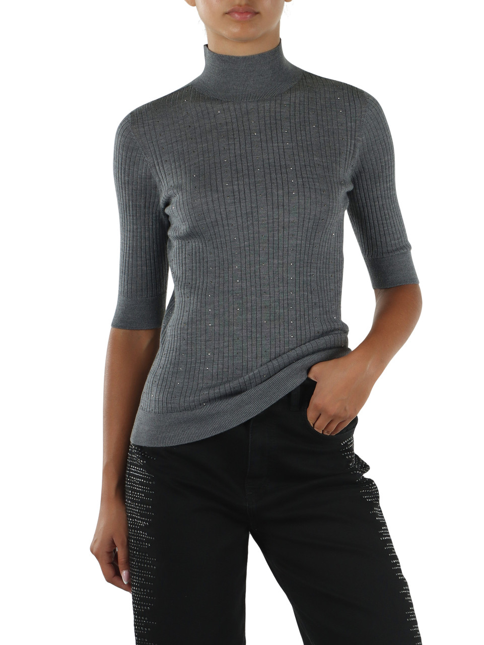 GRIGIO | Maglia maniche corte in lana vergine