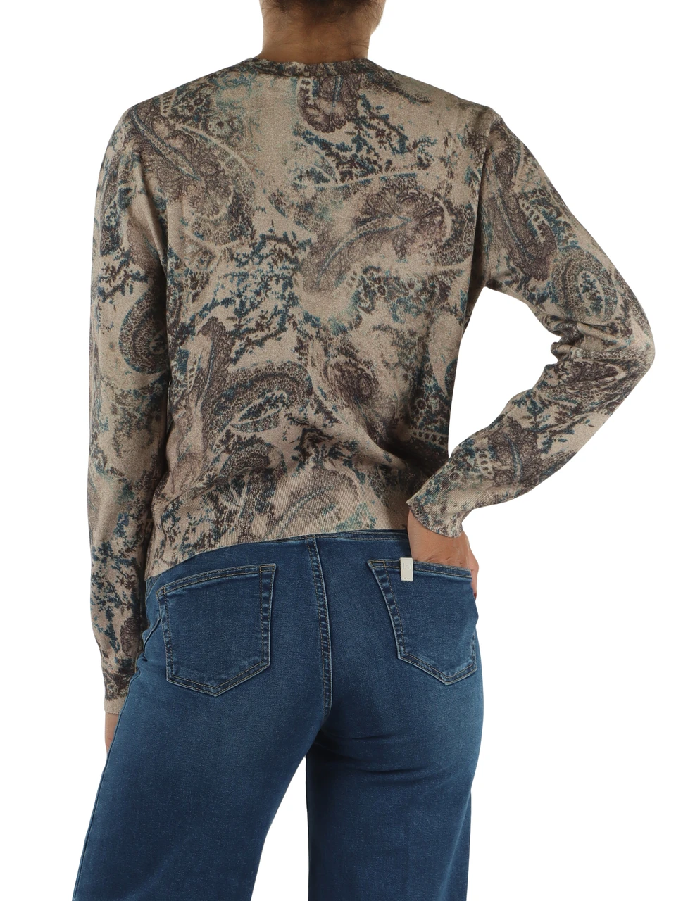 BEIGE | Cardigan girocollo in misto lana e viscosa