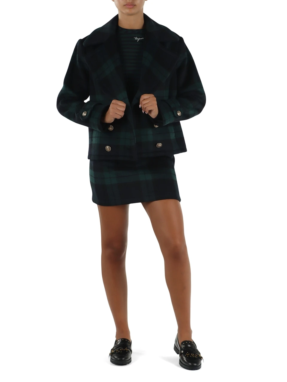 BLU | Cappotto corto doppiopetto in misto lana