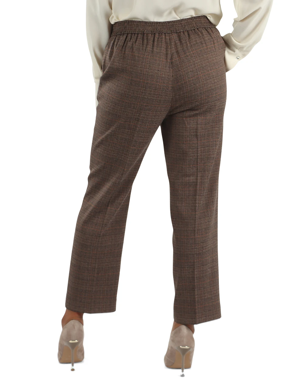 MARRONE | Pantalone cropped in misto viscosa