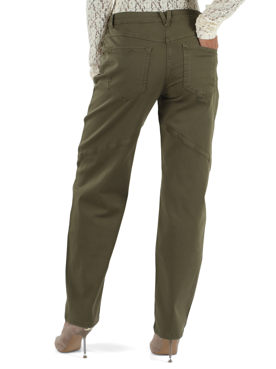 VERDE | Pantalone cinque tasche baggy fit in cotone stretch