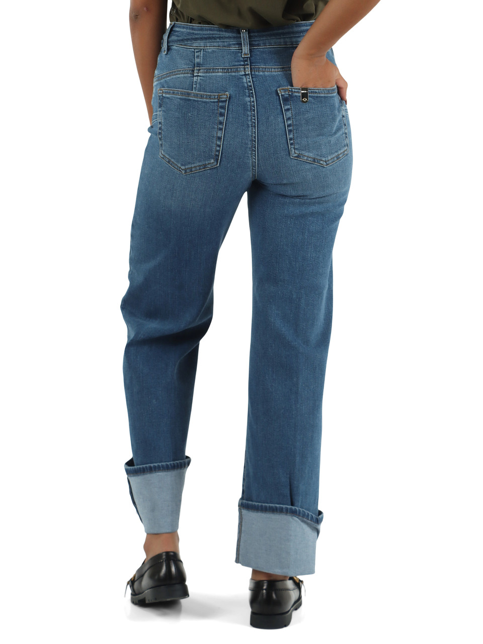 BLU | Pantaloni jeans cinque tasche con cintura logo rimovibile