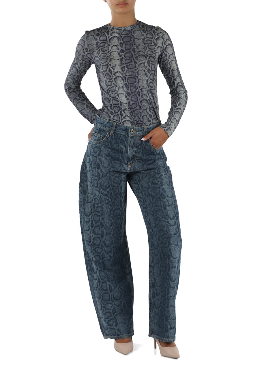 BLU | LIU JO feat. ELODIE: Pantaloni jeans cinque tasche stampati