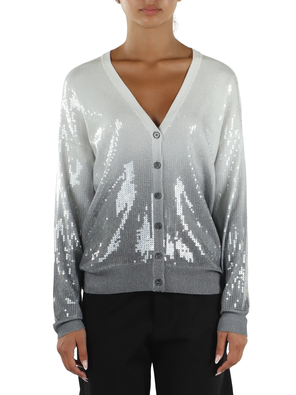 BIANCO | Cardigan in misto viscosa con paillettes