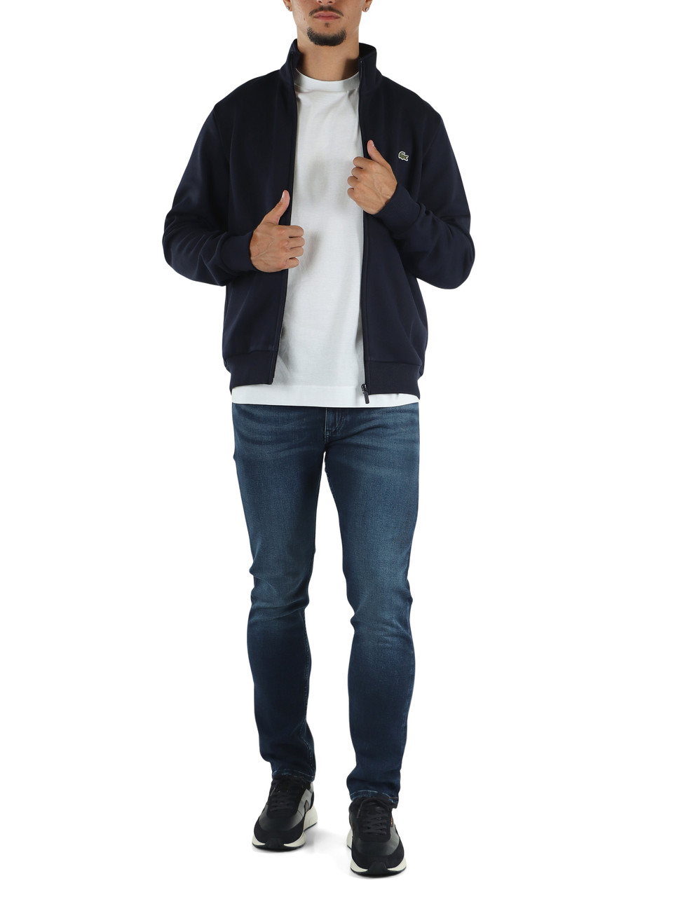 Dunkelblau | Regular Fit Sweatshirt mit Reißverschluss