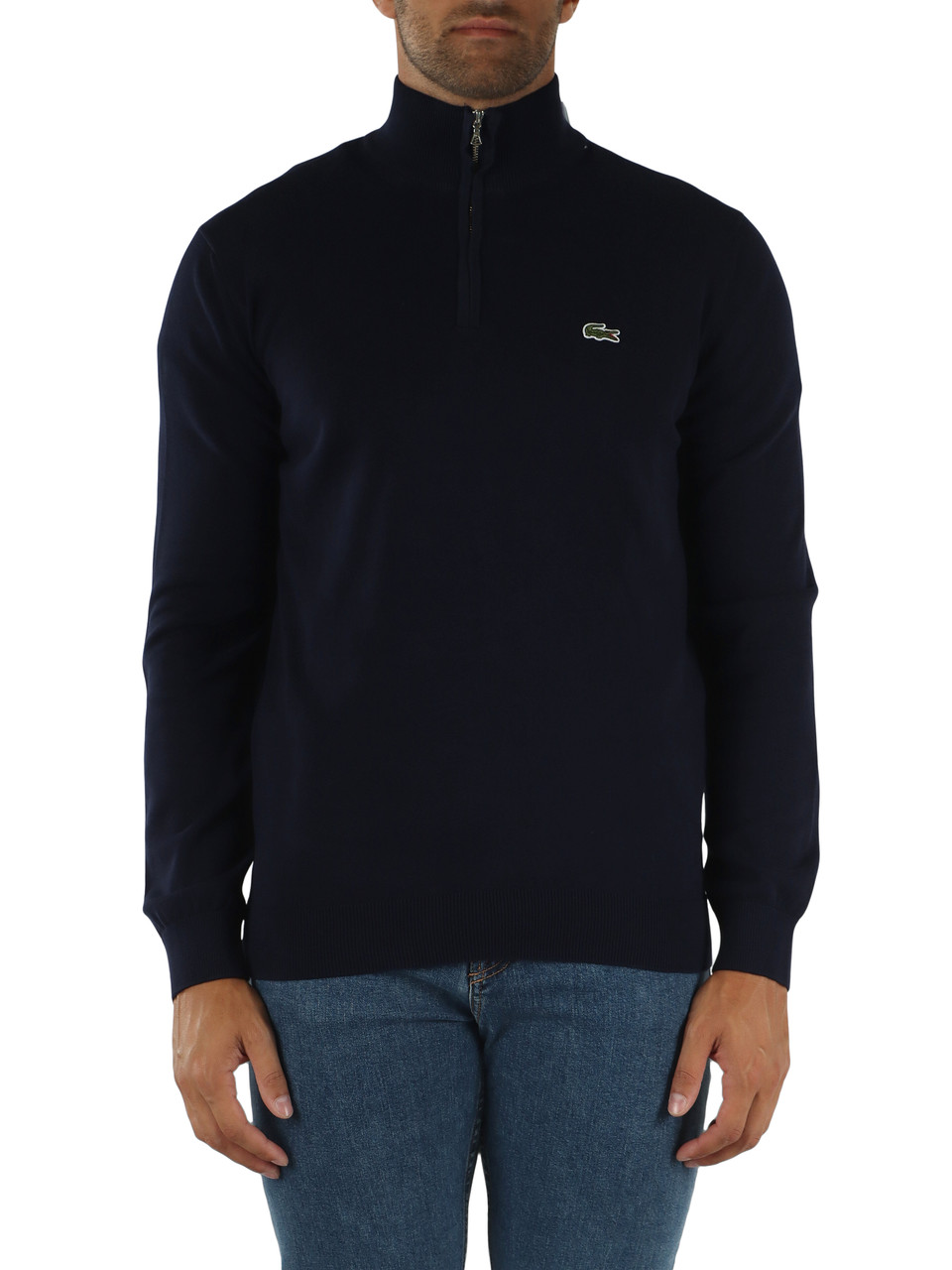 BLU SCURO | Maglia collo a zip regular fit in cotone