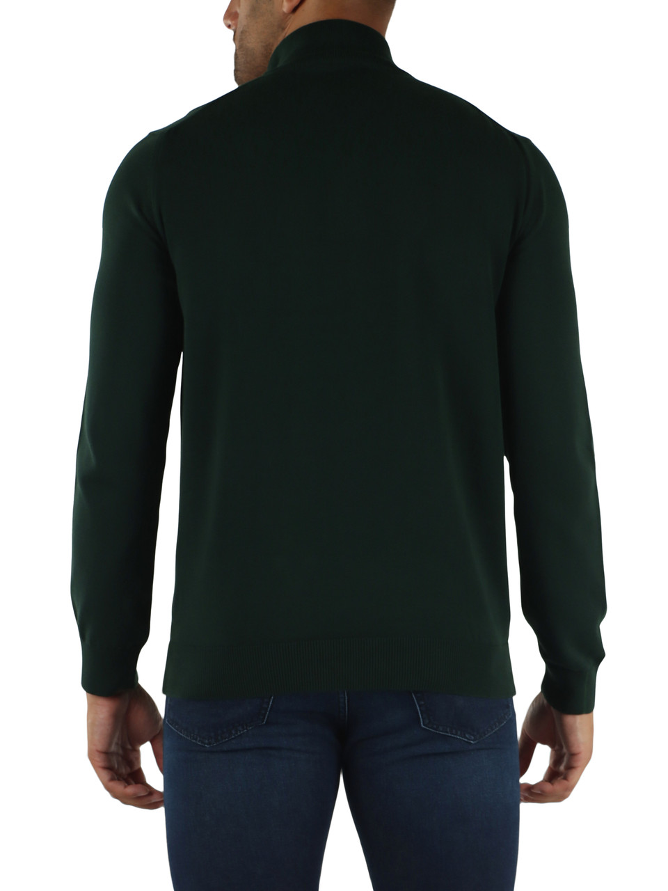 VERDE SCURO | Maglia collo a zip regular fit in cotone