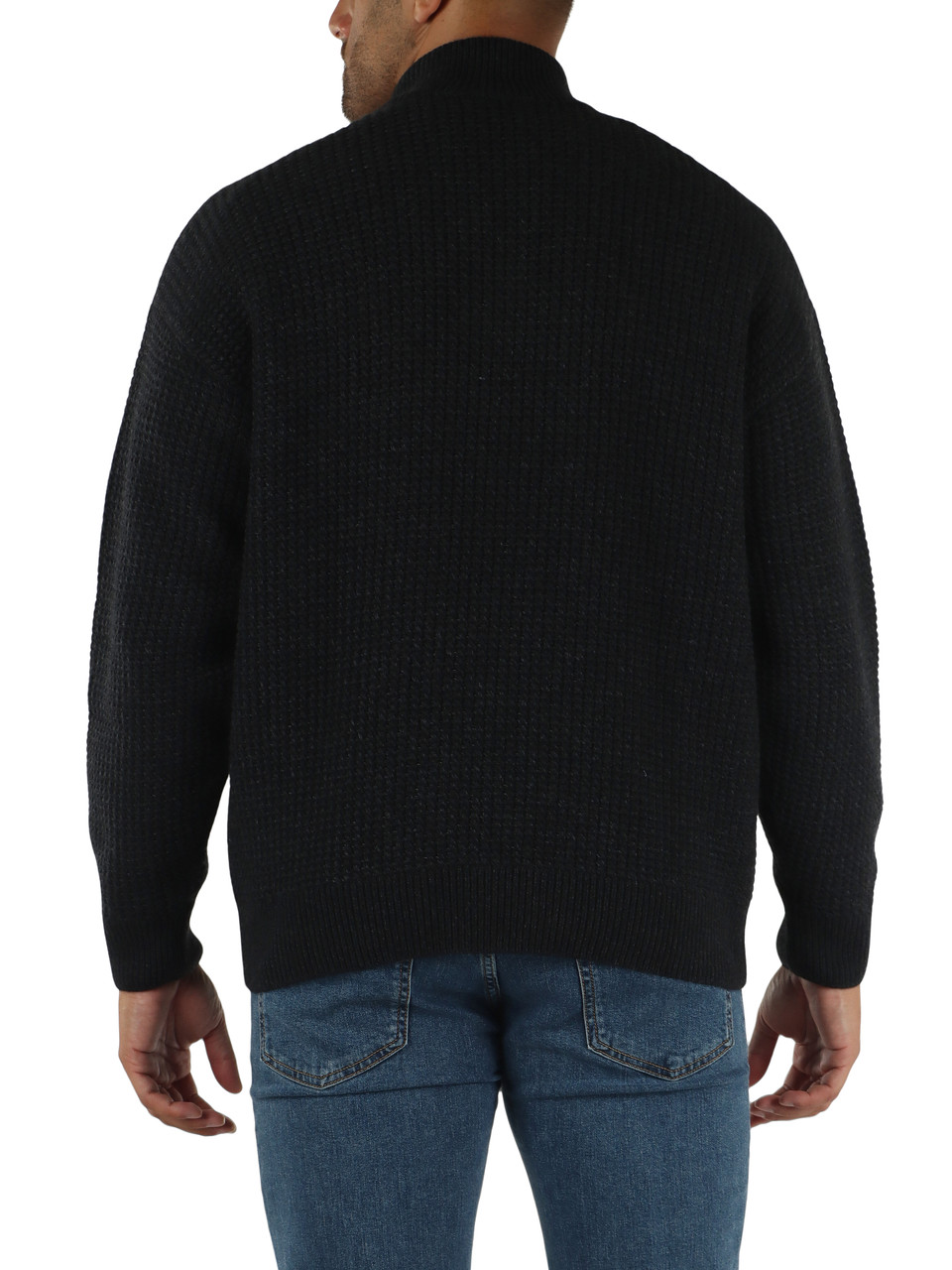 GRIGIO SCURO | Maglia collo a zip relaxed fit in misto lana