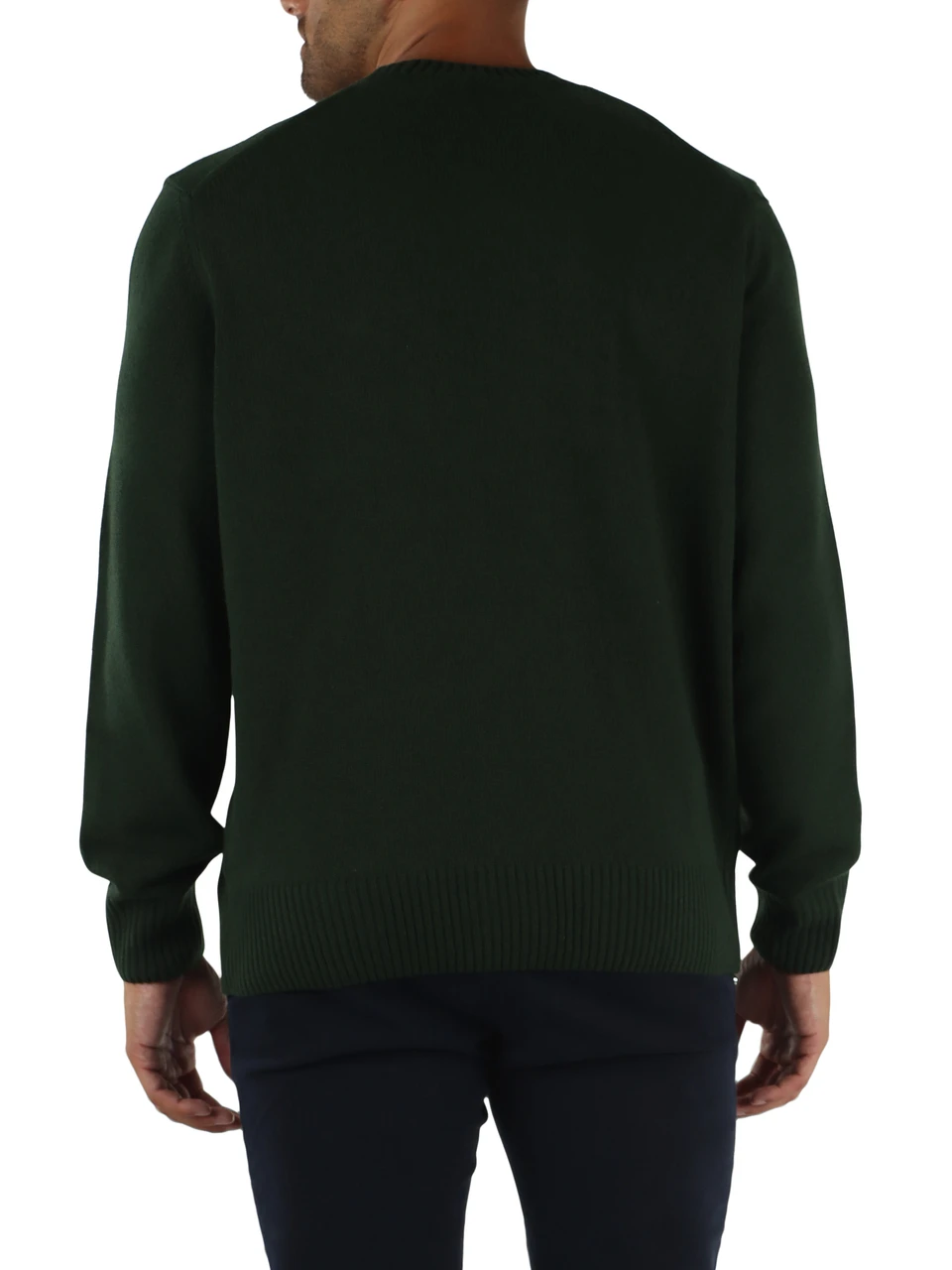 VERDE SCURO | Maglia girocollo in lana Classic Fit