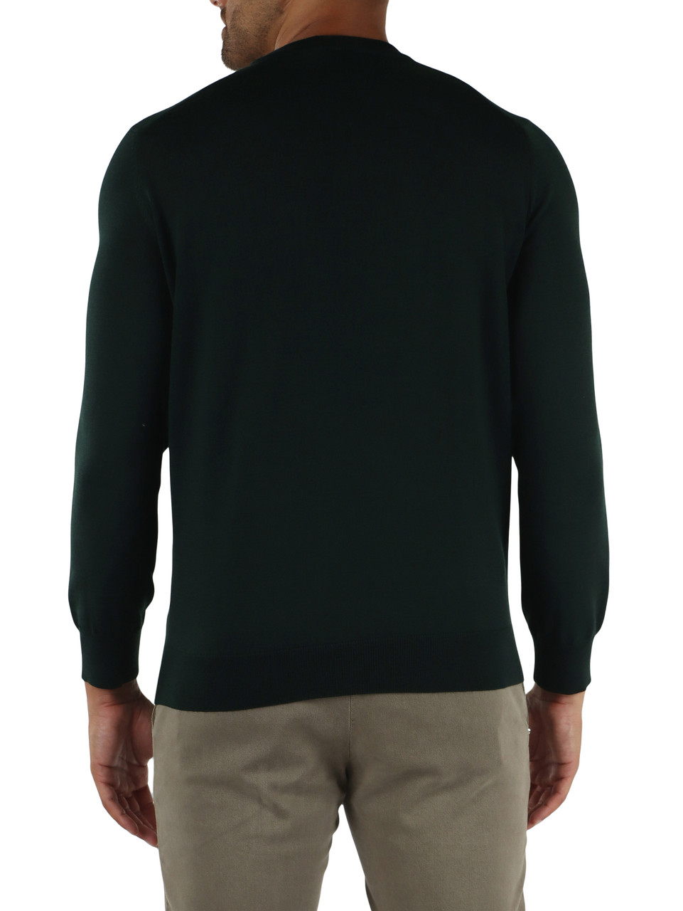 VERDE SCURO | Maglia girocollo in misto lana Regular Fit