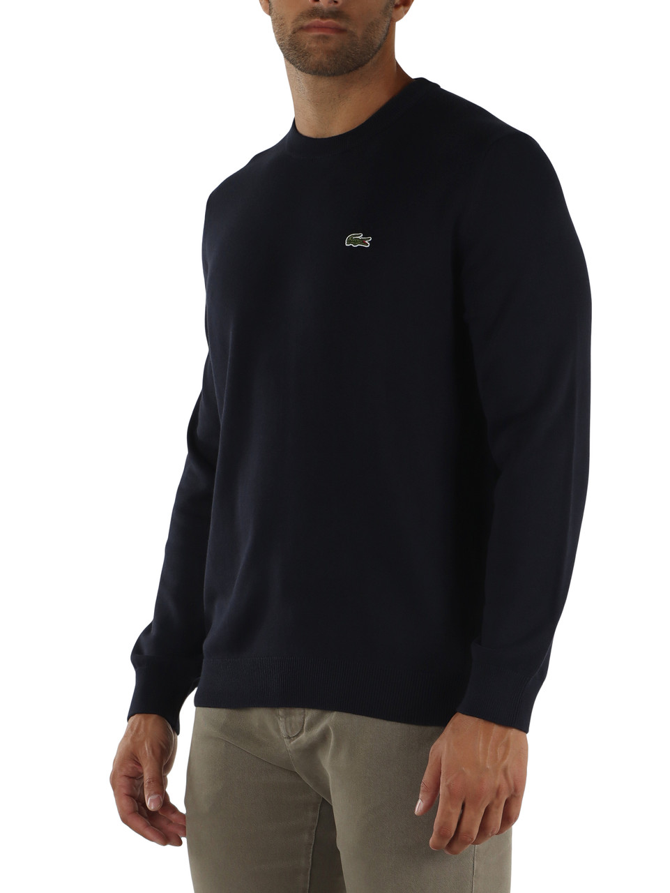 BLU SCURO | Maglia girocollo in misto cotone regular fit