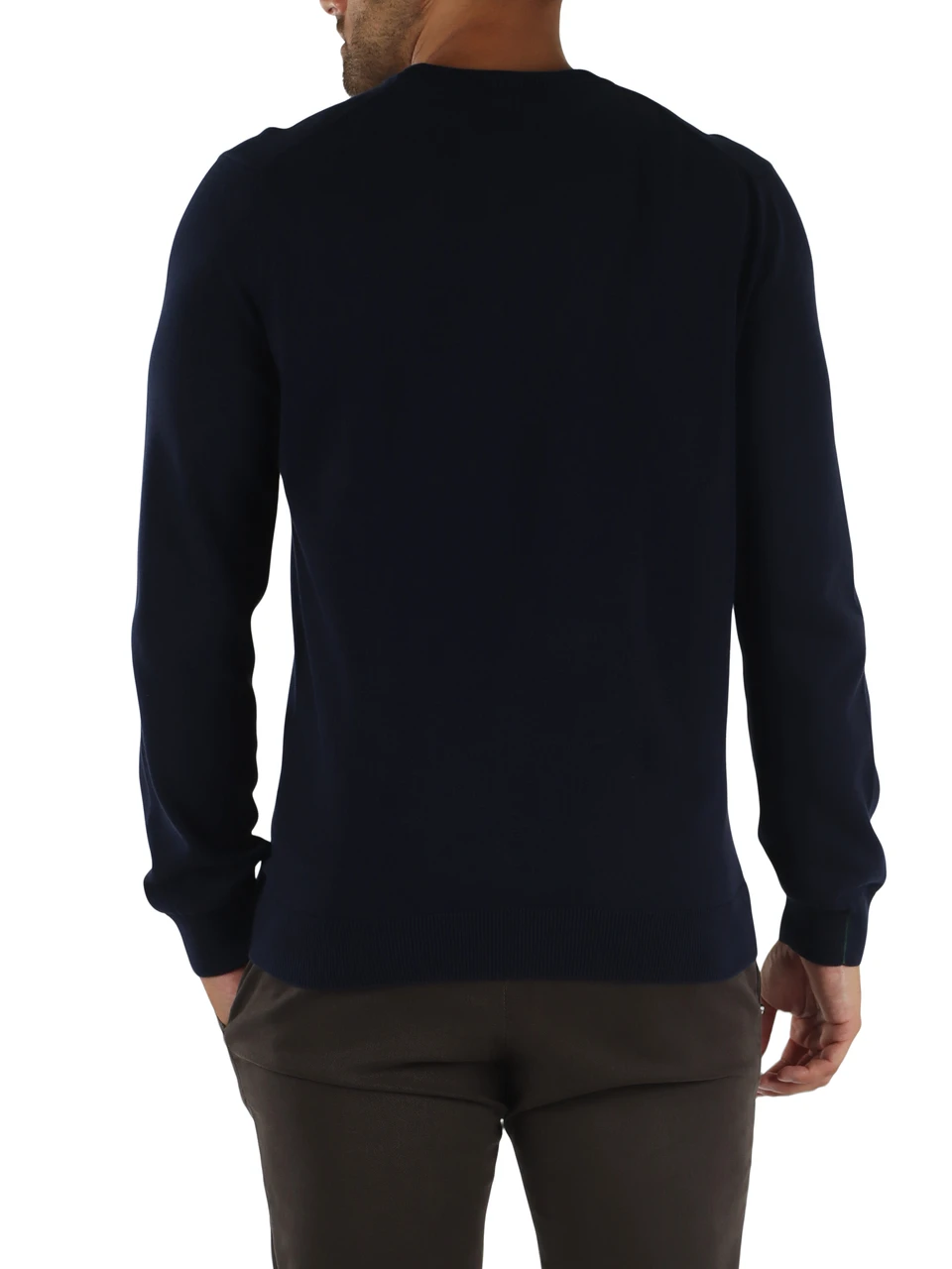 Dunkelblau | Rundhals-Pullover aus Baumwolle im Regular Fit