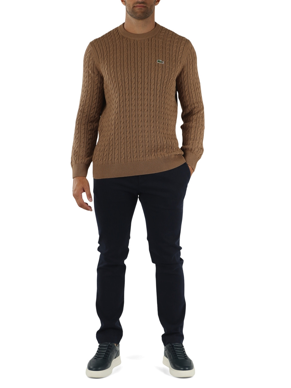 CAMMELLO | Maglia a trecce regular fit in misto cotone