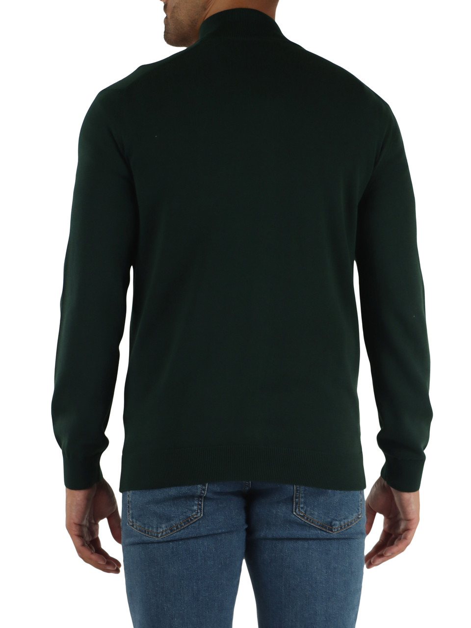 VERDE SCURO | Cardigan con zip in cotone regular fit