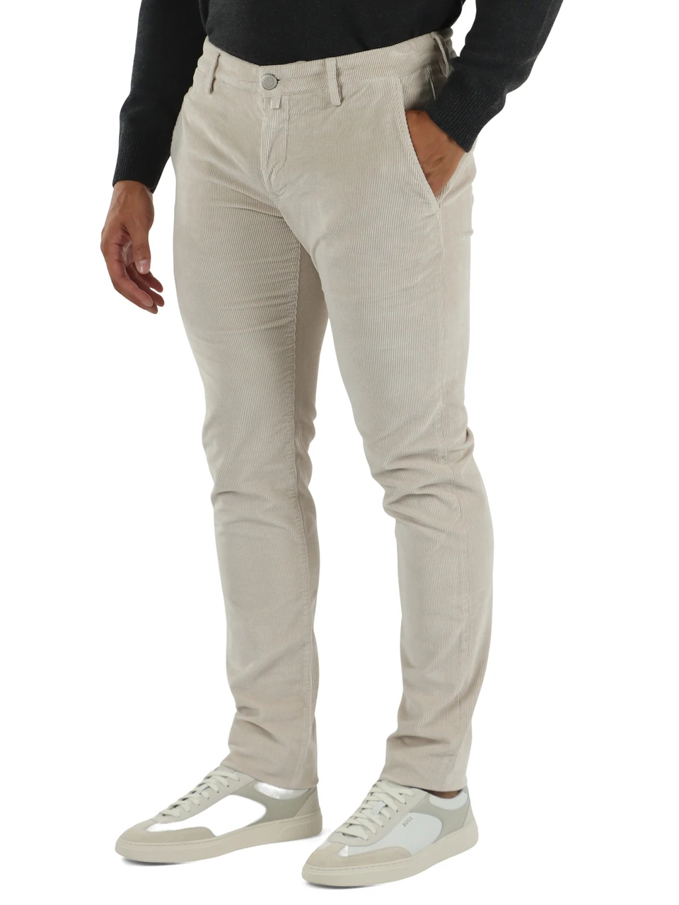 GRIGIO CHIARO | Pantaloni chino BOBBY slim in velluto a coste