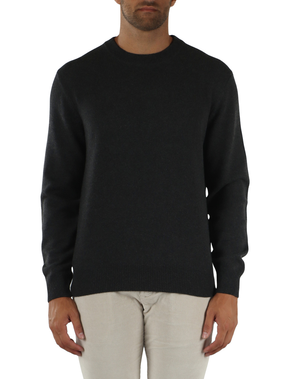 GRIGIO SCURO | Maglia girocollo in lana vergine e cashmere