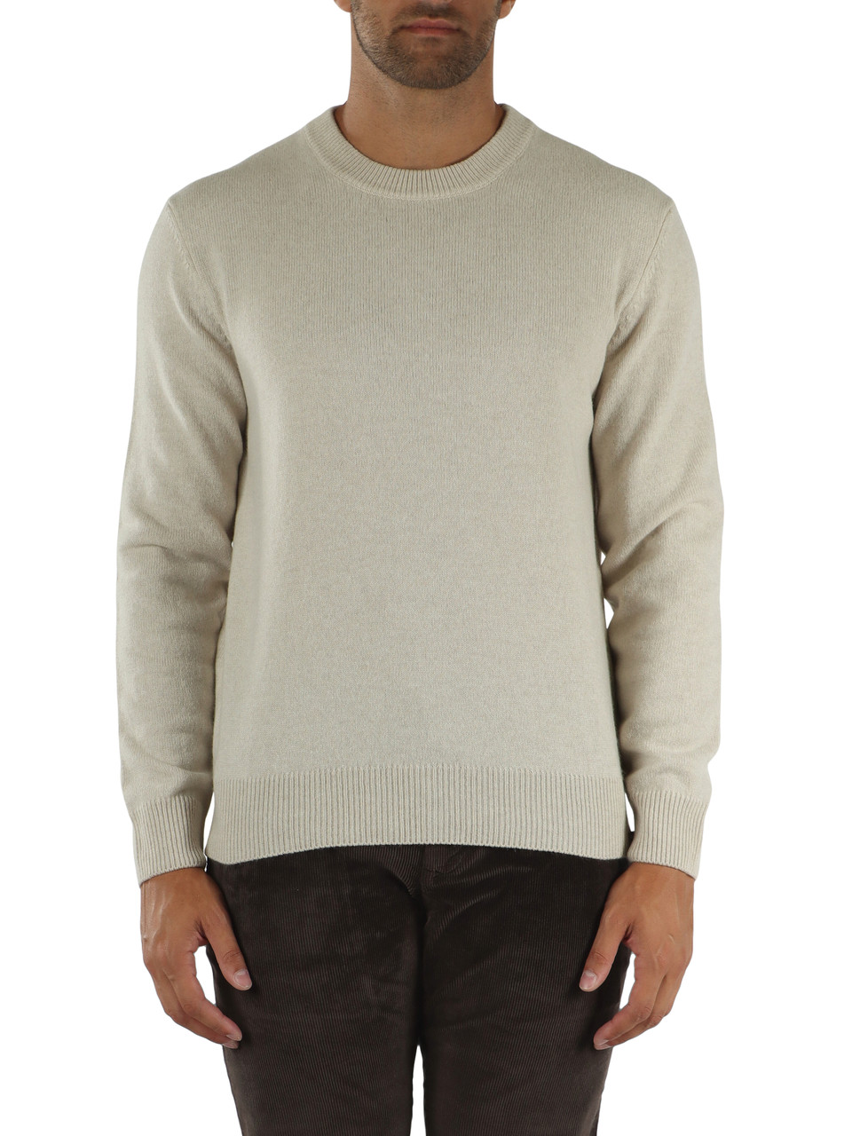 BEIGE | Maglia girocollo in lana vergine e cashmere