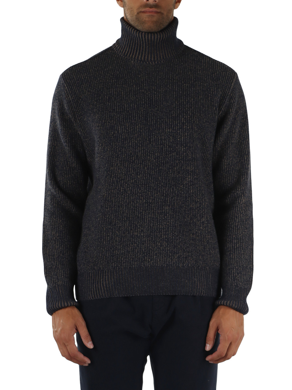 BLU | Maglia collo alto in lana vergine e cashmere