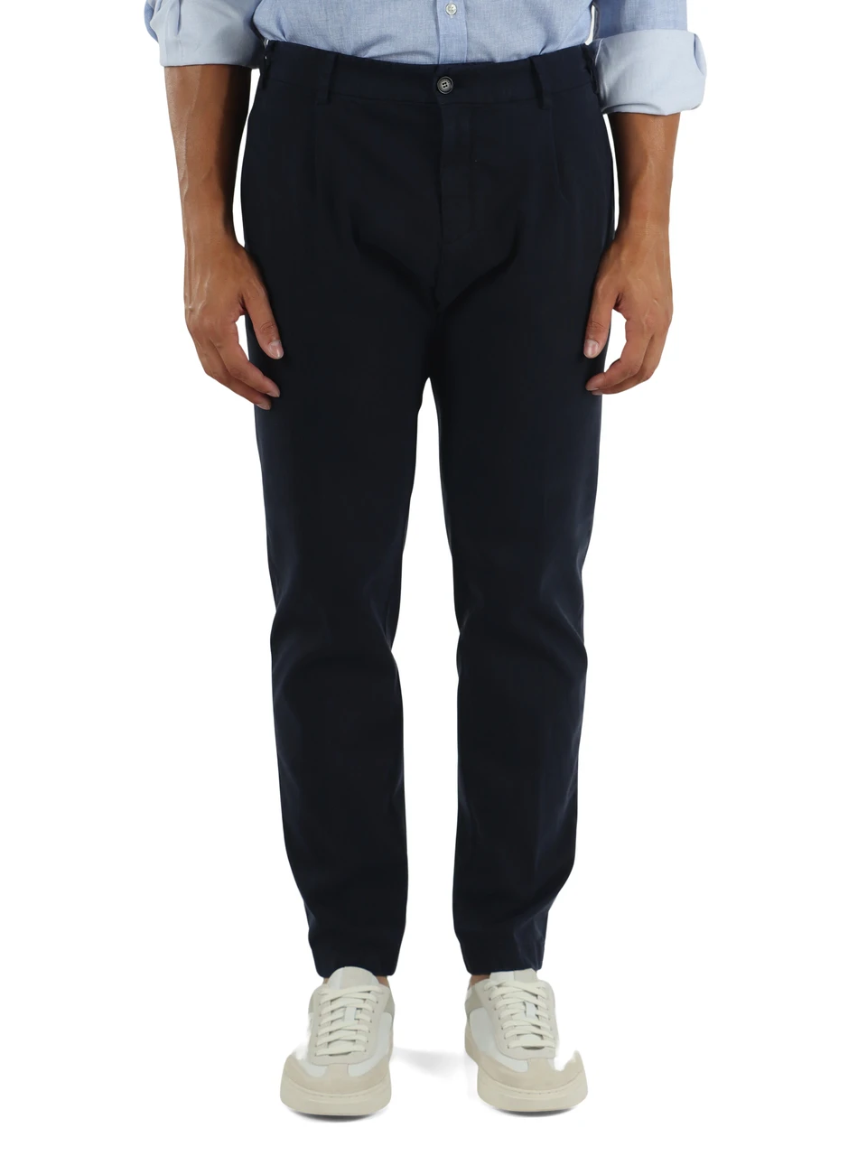 BLU SCURO | Pantaloni chino in cotone e lyocell stretch