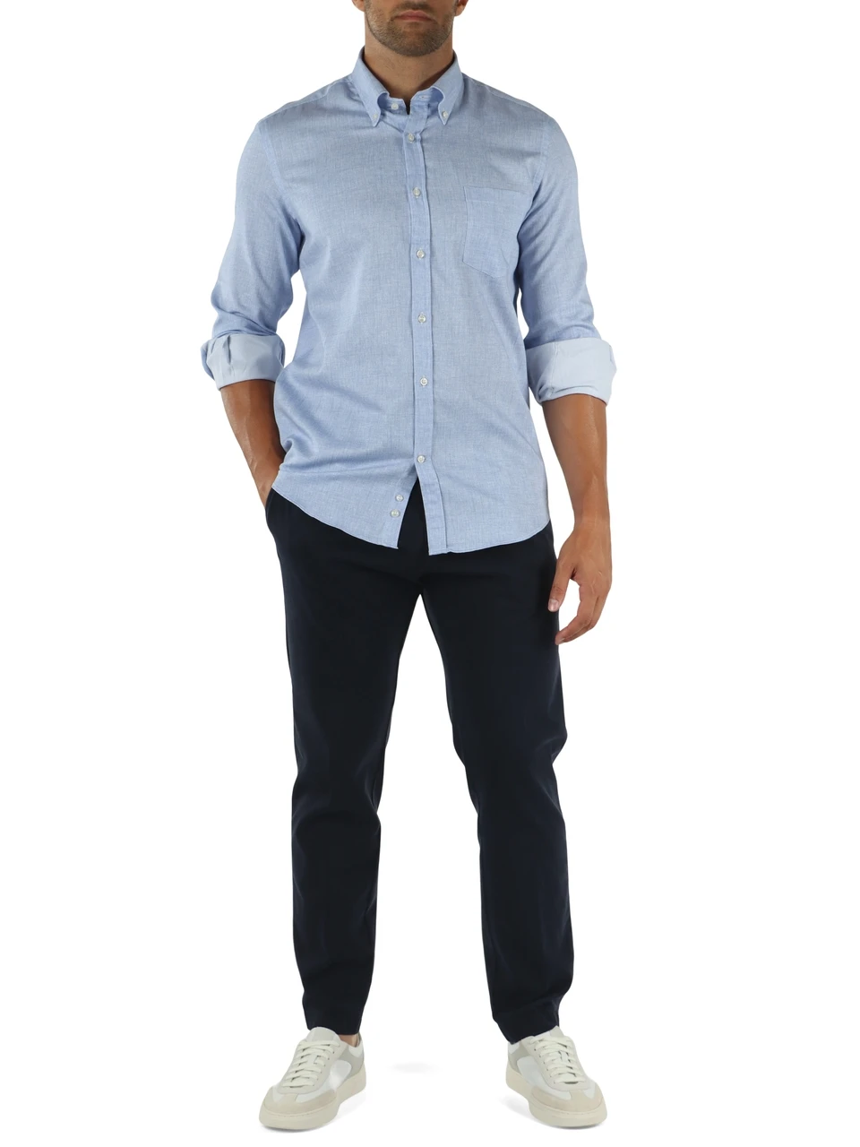 BLU SCURO | Pantaloni chino in cotone e lyocell stretch