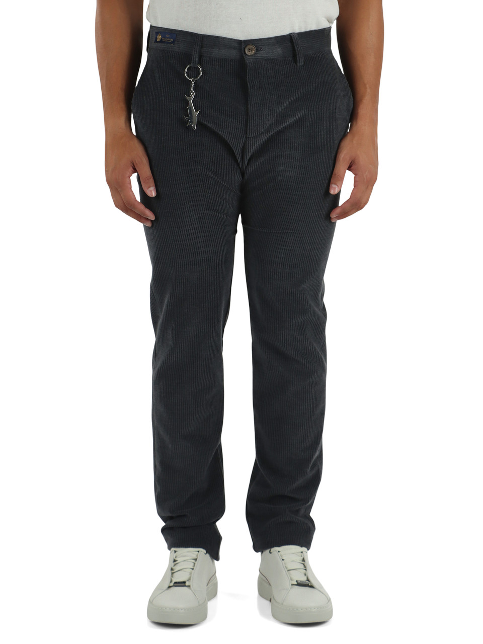 GRIGIO SCURO | Pantalone in velluto a coste di cotone e cashmere