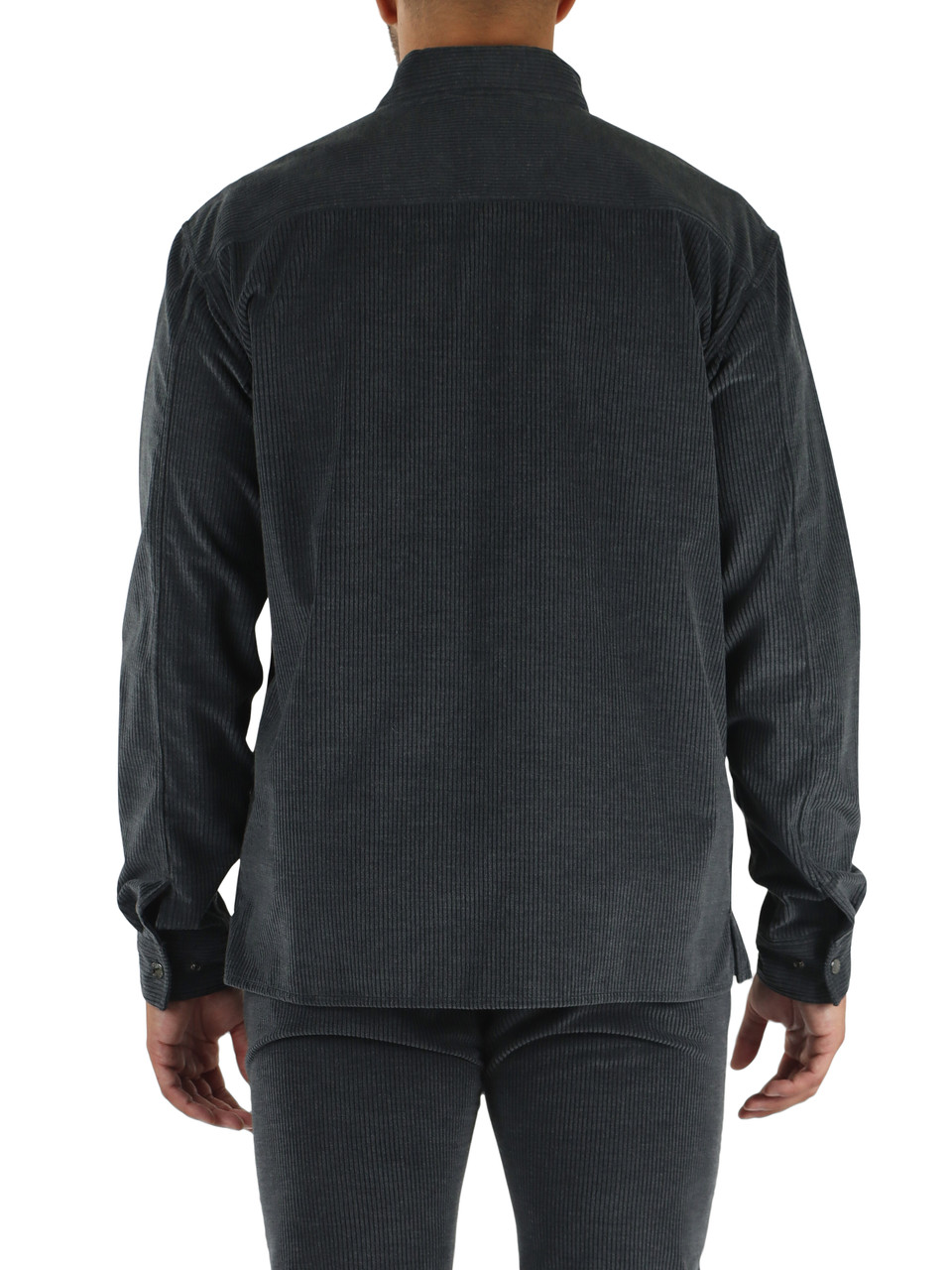 GRIGIO SCURO | Overshirt in velluto a coste di cotone e cashmere