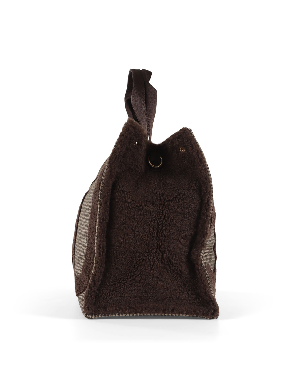 MARRONE | Borsa tote in tessuto con scritta logo