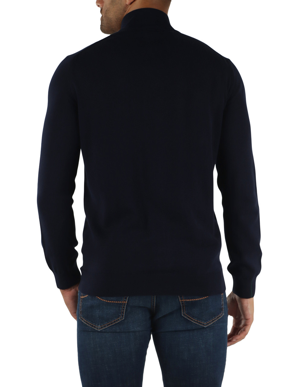 BLU SCURO | Cardigan con zip in cotone regular fit