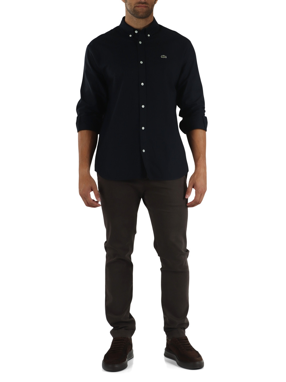 Dunkelblau | Regular Fit Button-Down Hemd aus Baumwolle