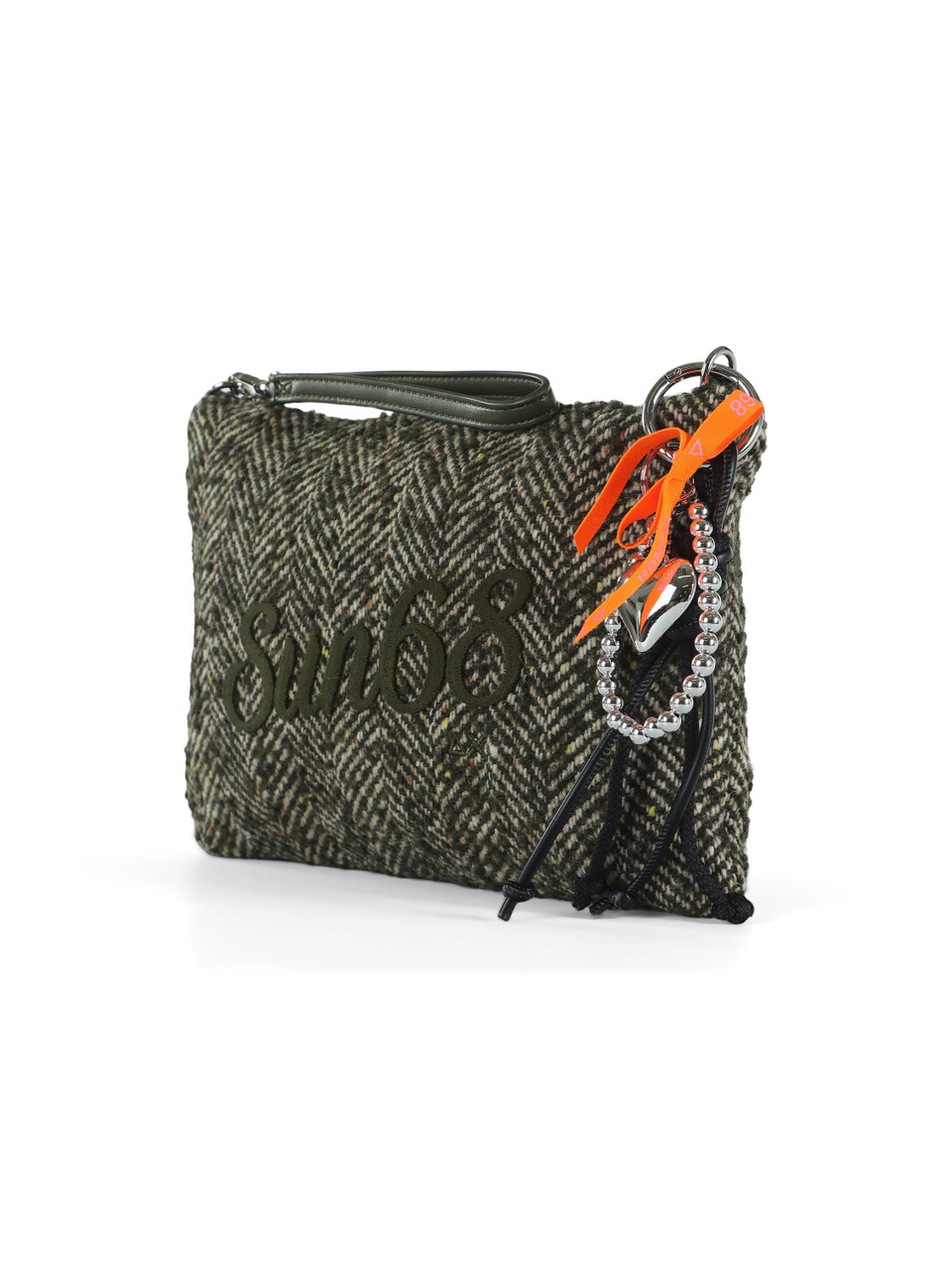 VERDE SCURO | Pochette in misto lana con logo frontale