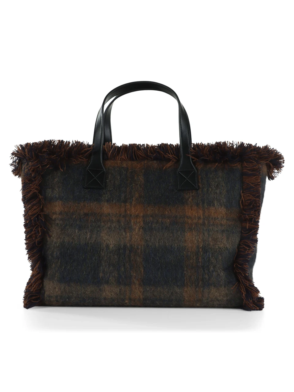 MARRONE | Borsa in misto lana CALI Midi con logo frontale