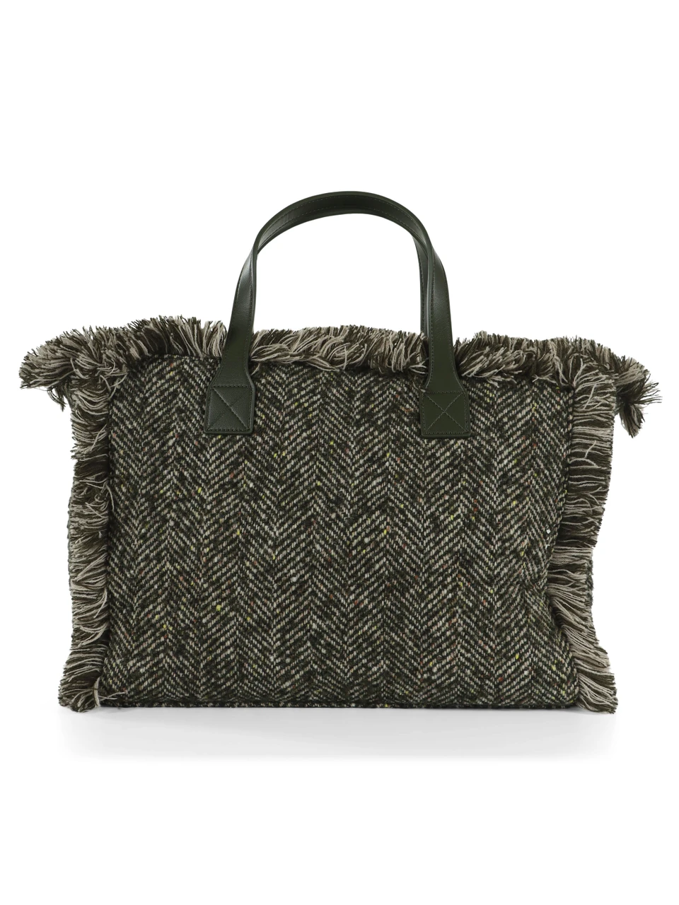 GRÜN | CALI Midi Tasche aus Wollmischung mit Frontlogo