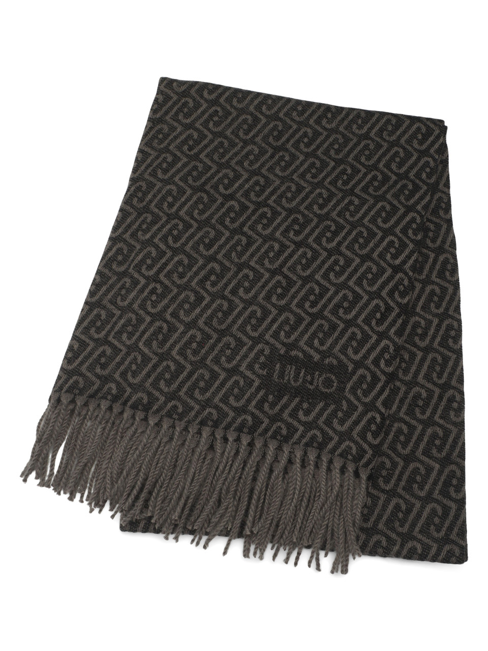 GRIGIO | Maxi sciarpa con logo jacquard