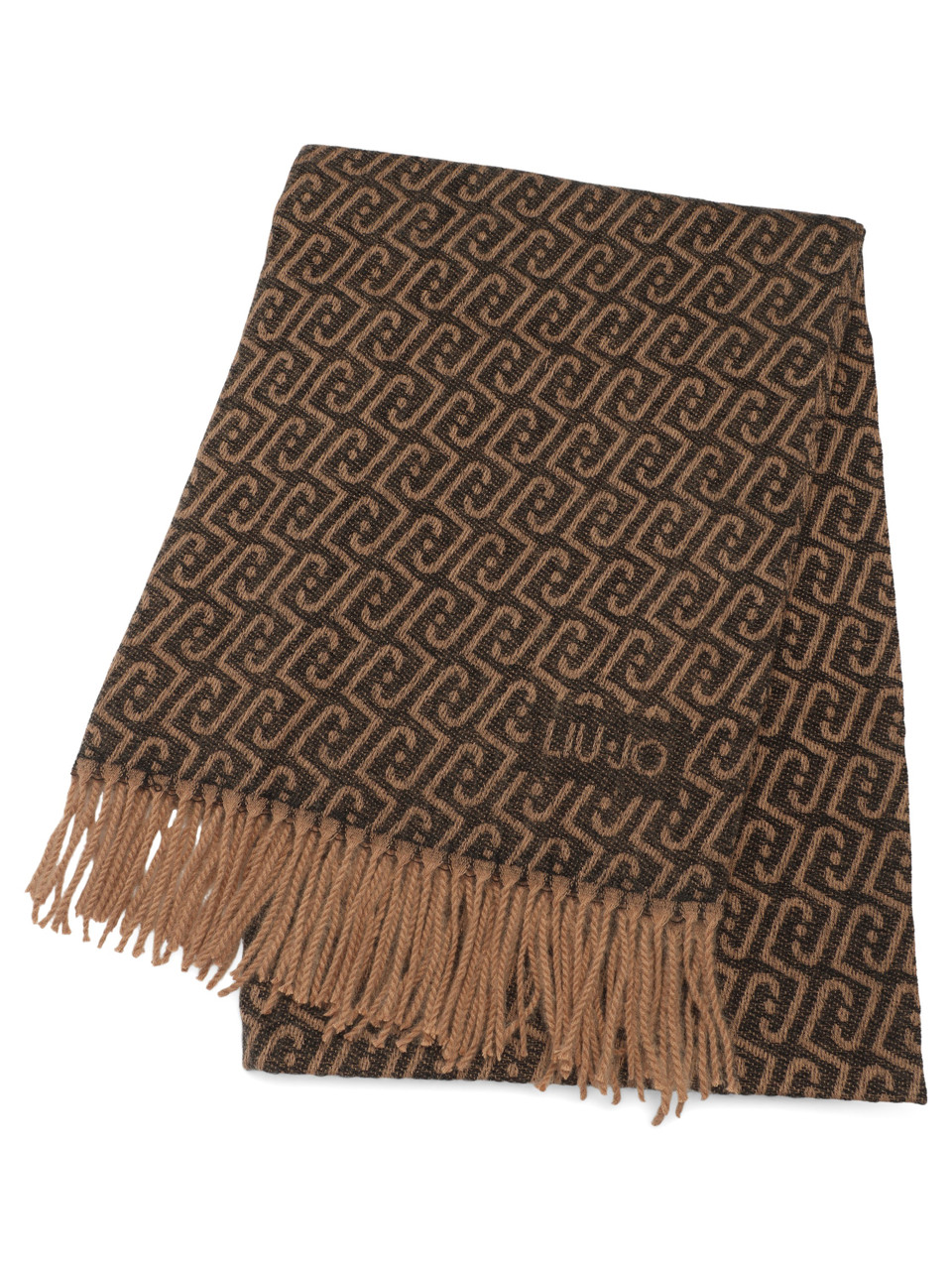 BEIGE | Maxi sciarpa con logo jacquard