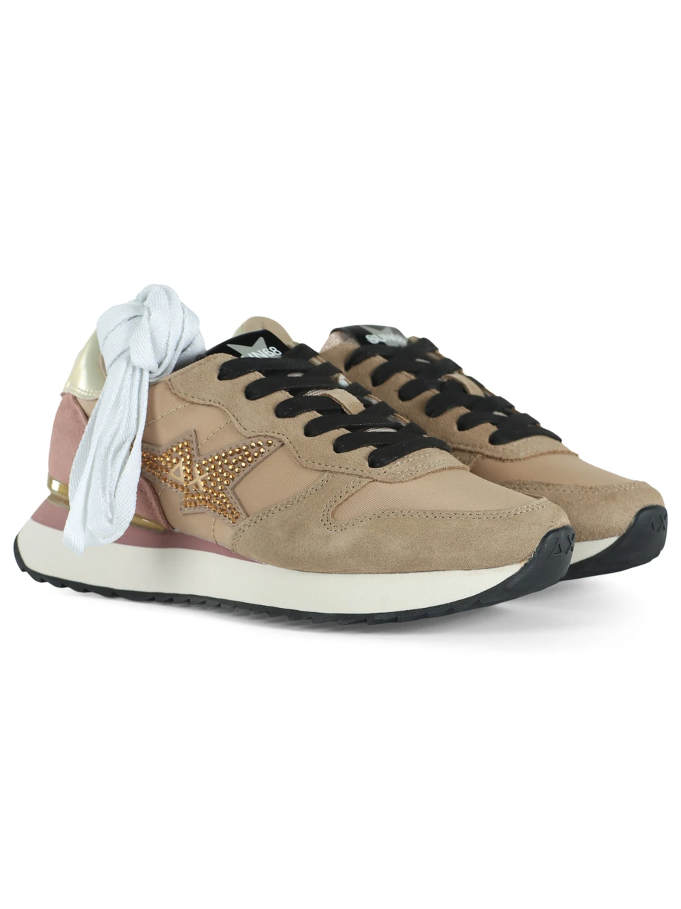BEIGE | Sneakers in pelle e tessuto STARGIRL STRASS LOGO