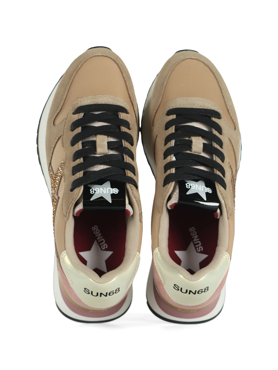 BEIGE | Sneakers in pelle e tessuto STARGIRL STRASS LOGO