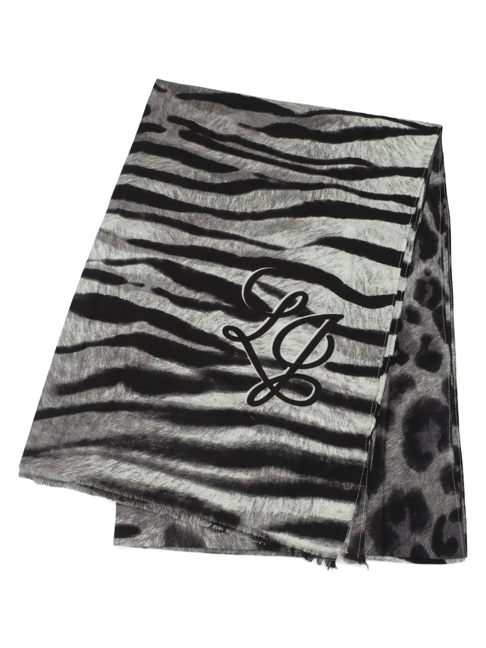 NERO | Stola con stampa logo e motivo animalier