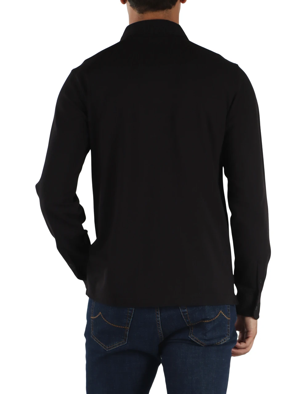 NERO | Polo manica lunga in cotone piquet