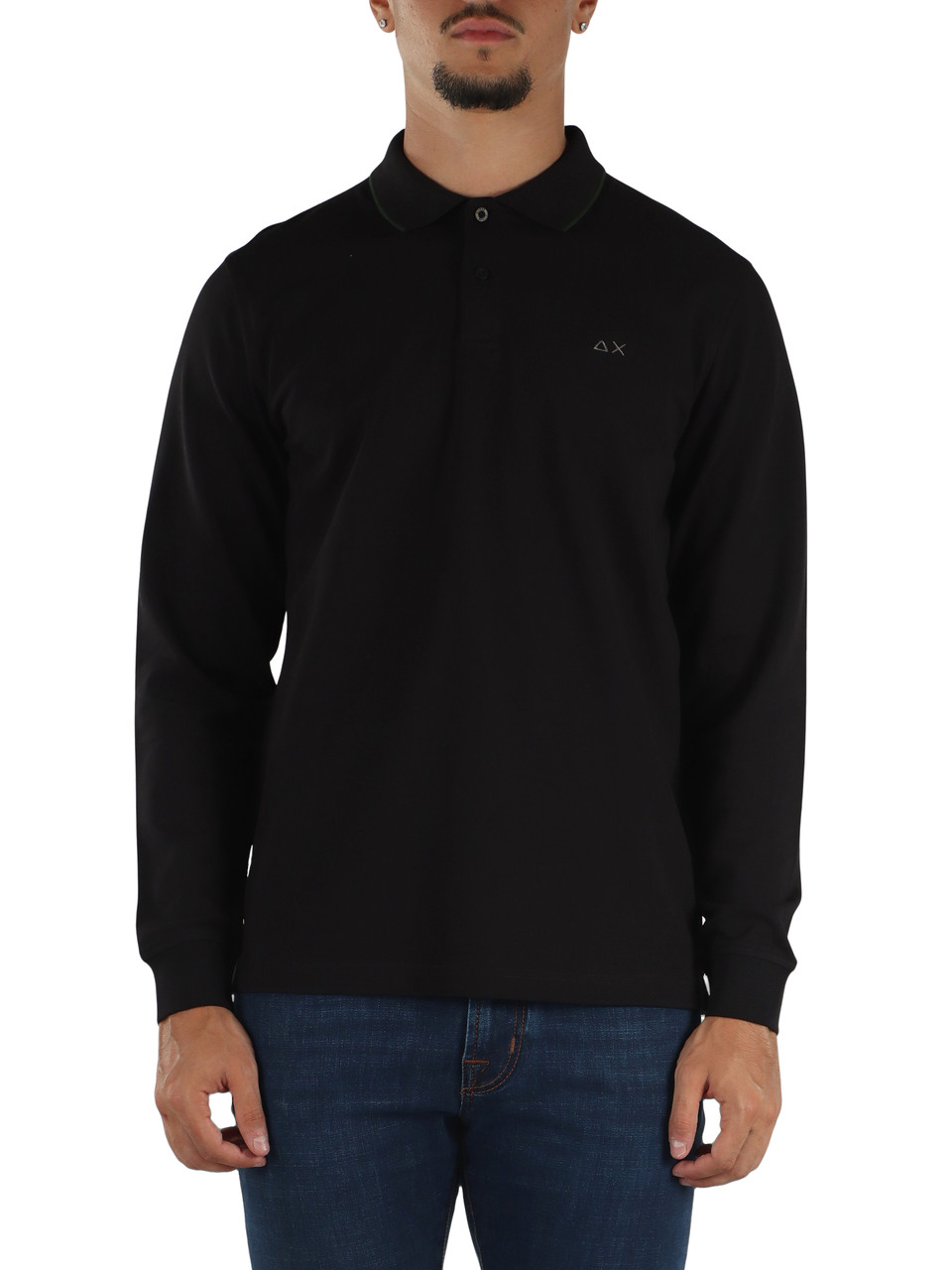 NERO | Polo manica lunga in cotone piquet