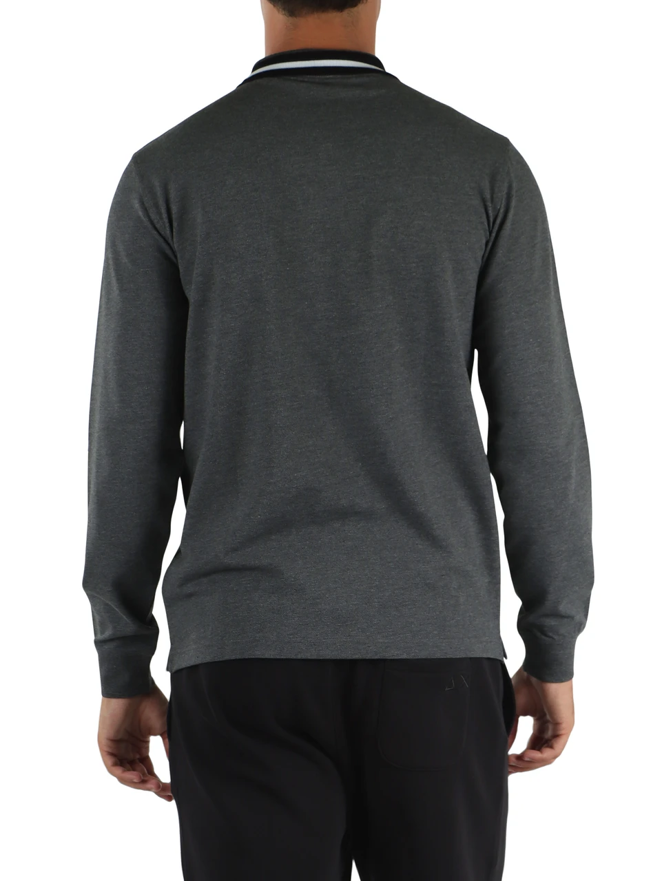 GRIGIO | Polo manica lunga in cotone piquet con dettagli a contrasto