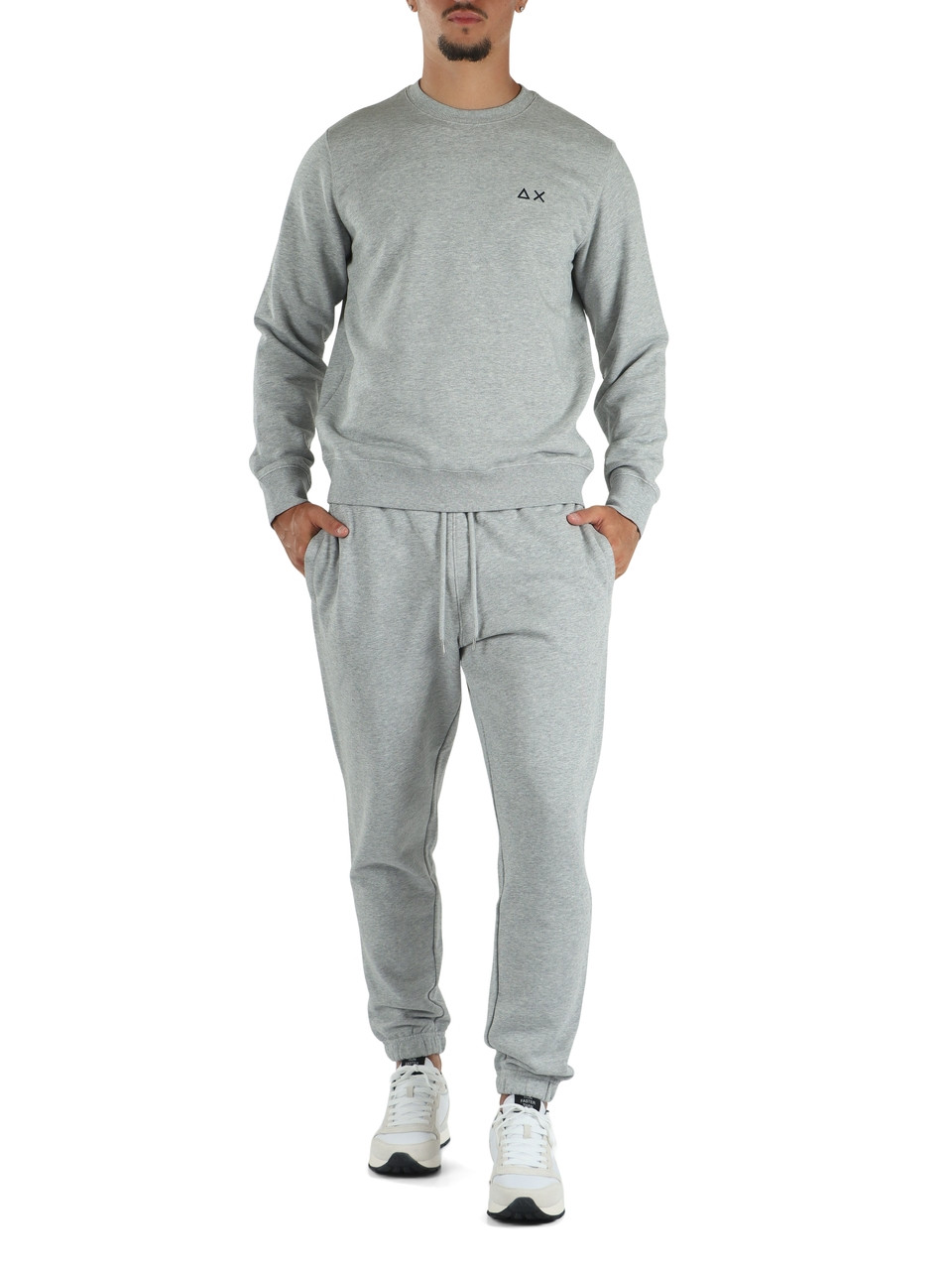 GRIGIO | Felpa girocollo in misto cotone con ricamo logo
