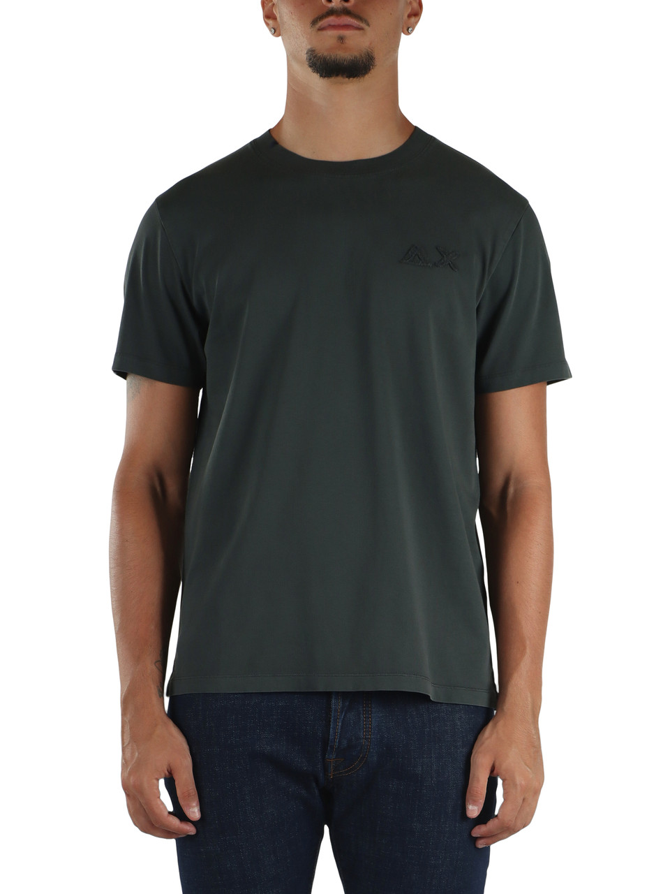GRIGIO SCURO | T-shirt in cotone con patch logo frontale