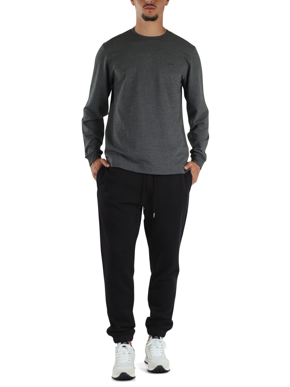 NERO | Pantaloni sportivi in misto cotone con fondo elasticizzato