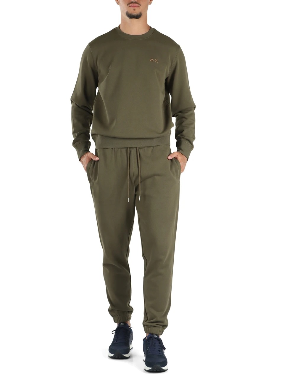 VERDE MILITARE | Pantaloni sportivi in misto cotone con fondo elasticizzato