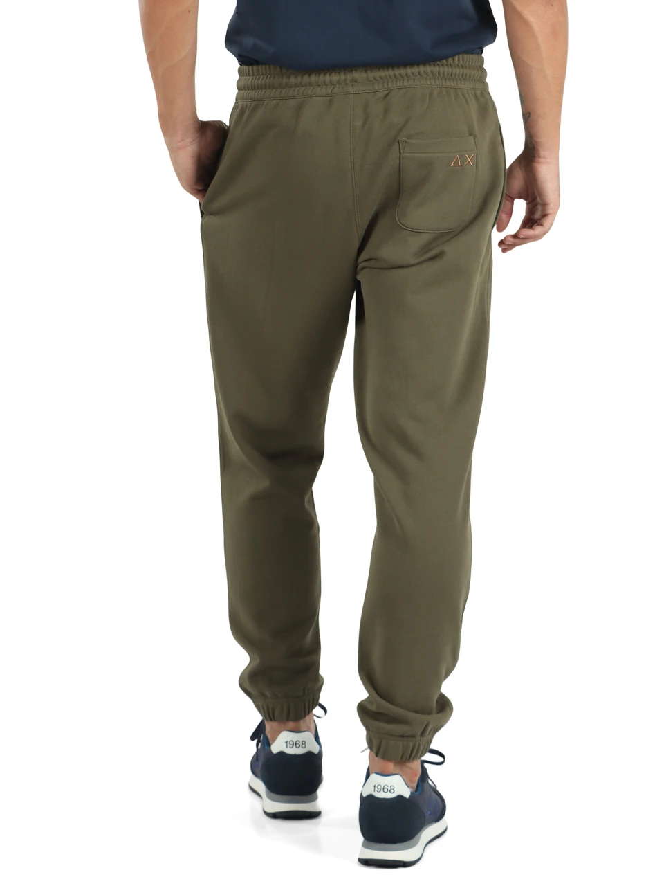VERDE MILITARE | Pantaloni sportivi in misto cotone con fondo elasticizzato