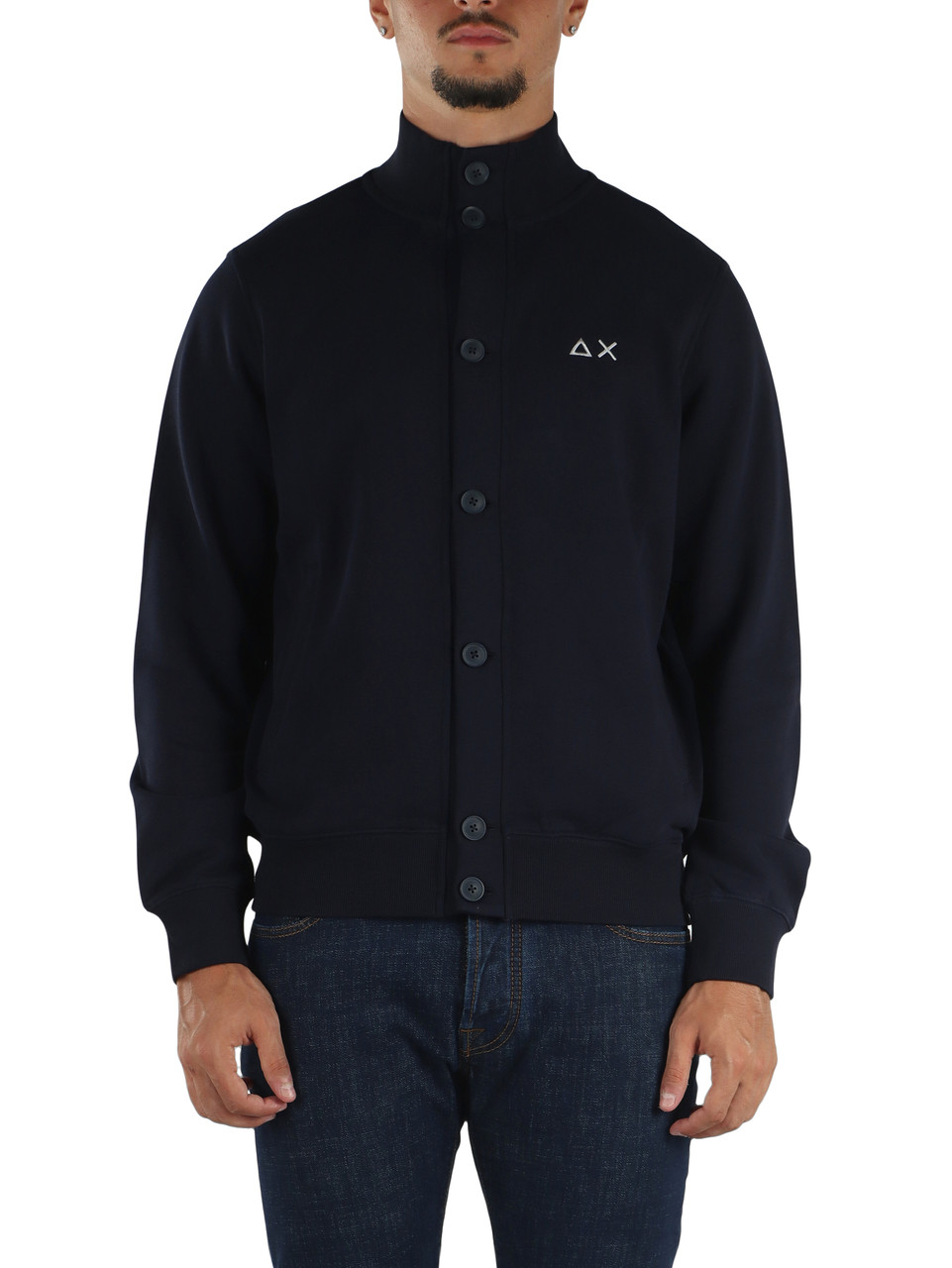 BLU SCURO | Cardigan in jersey di misto cotone