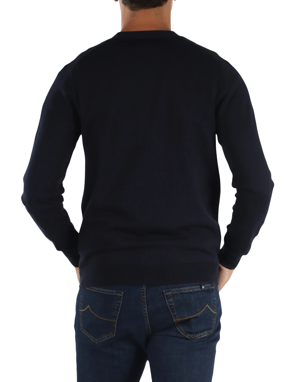 BLU SCURO | Cardigan in lana merino e cotone